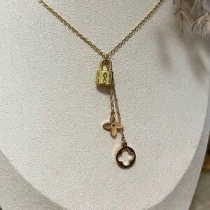 Lock, Fleur and Clover Necklace | BRAND NEW with Tags